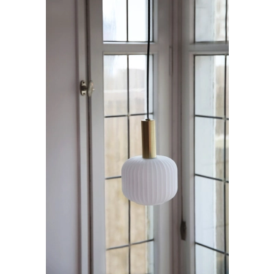 Sober lampa wisząca 1xE14 108123 szczotkowana mosiądz, biała