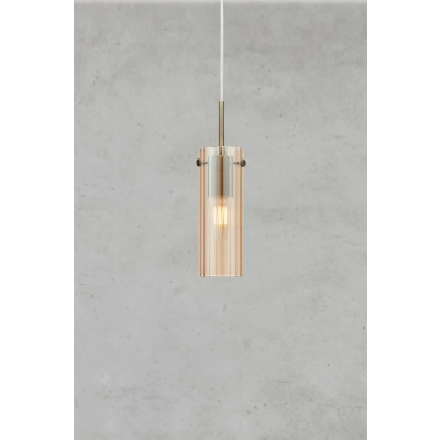 Tibia lampa wisząca 1xE14 109015 bursztynowa, antyczny mosiądz