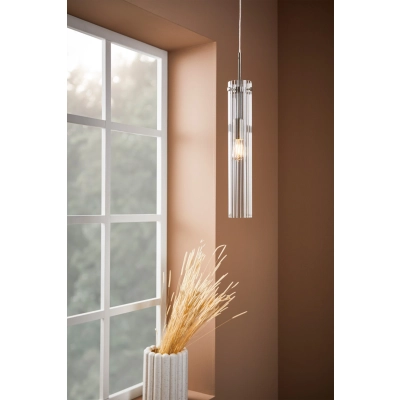 Tubo lampa wisząca 1xE14 108112 stalowa, przezroczysta